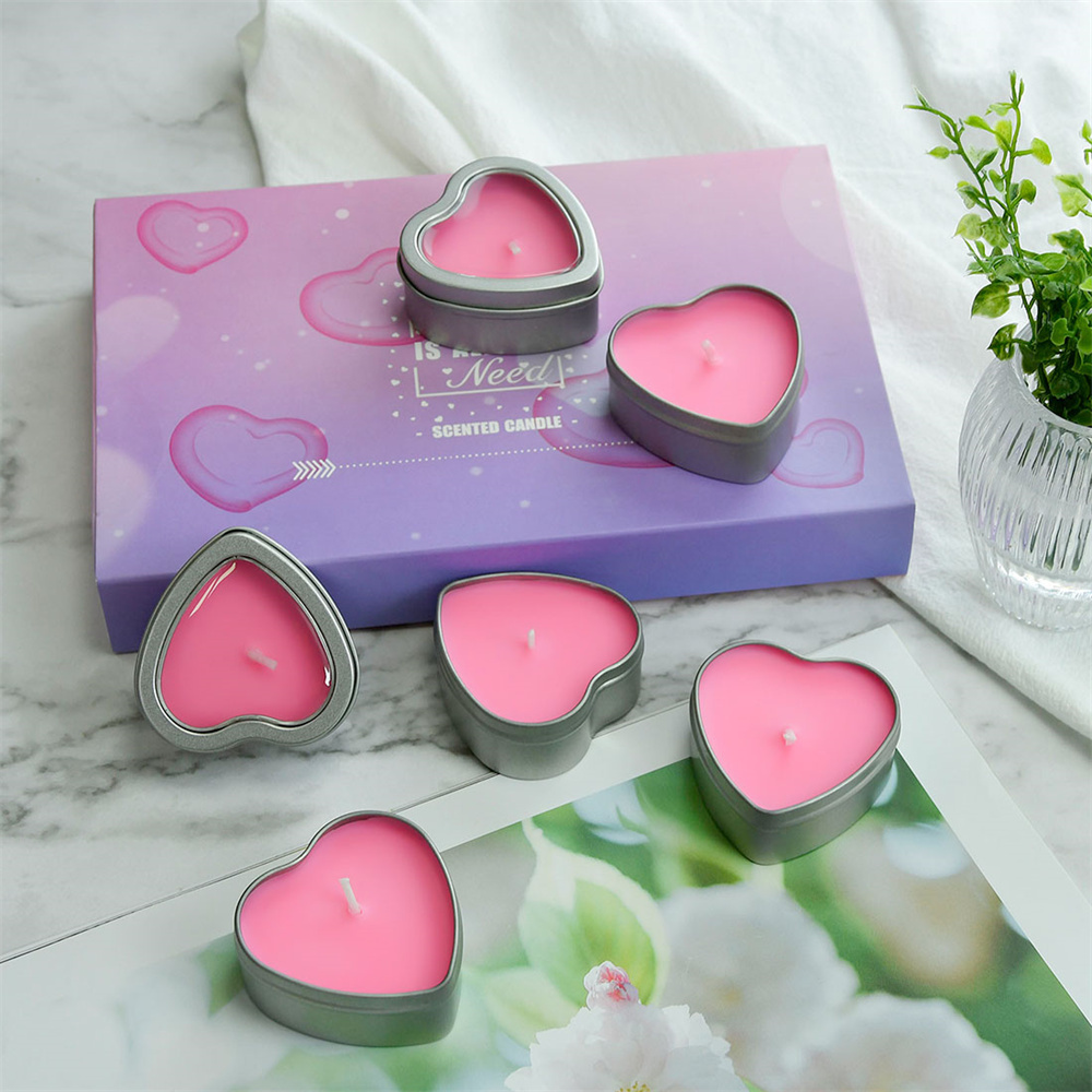 Bulk Scented Heart Tin Box Candles